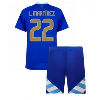 Camiseta Argentina Lautaro Martinez #22 Visitante Equipación para niños Copa America 2024 manga corta (+ pantalones cortos)